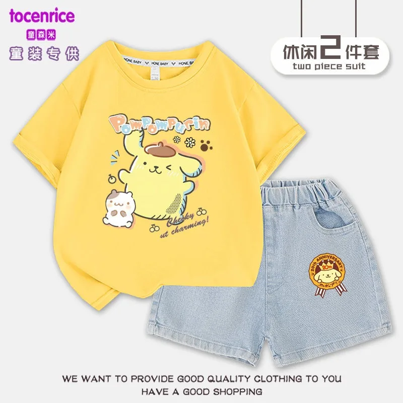 PomPomPurin Anime Kawaii Sanrio Ins Fashion New Short Sleeve Shirt Summer Cute Children Hoodie Pants Two-piece Set Gifts
PomPomPurin Anime Kawaii Sanrio Ins Fashion New Short Sleeve Shirt Summer Cute Children Hoodie Pants Two-piece Set Gifts