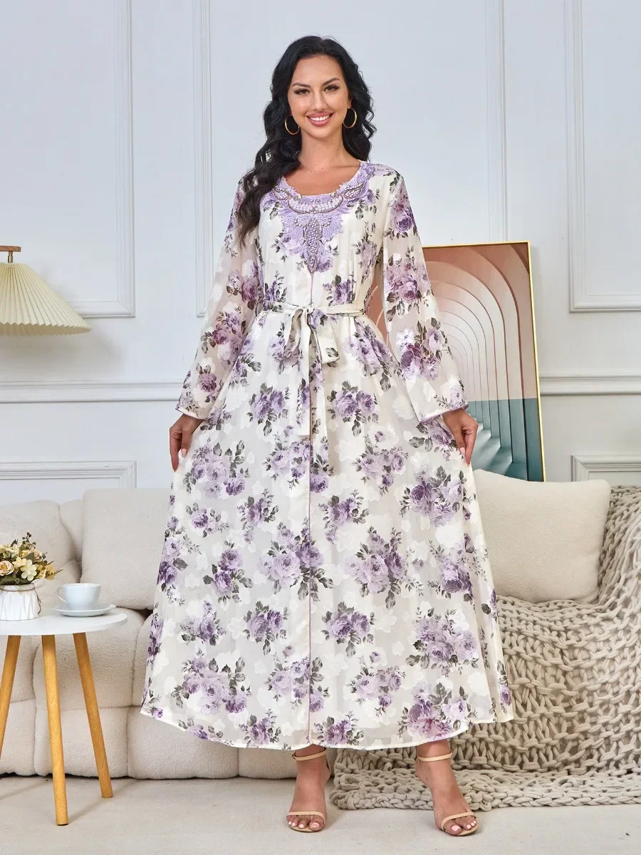 Beading Muslim Party Dress Women Abaya Eid Ramadan Floral Vestidos Largos Dubai Long Robe Jalabiya Belt Morocco Kaftan 2024
Beading Muslim Party Dress Women Abaya Eid Ramadan Floral Vestidos Largos Dubai Long Robe Jalabiya Belt Morocco Kaftan 2024
