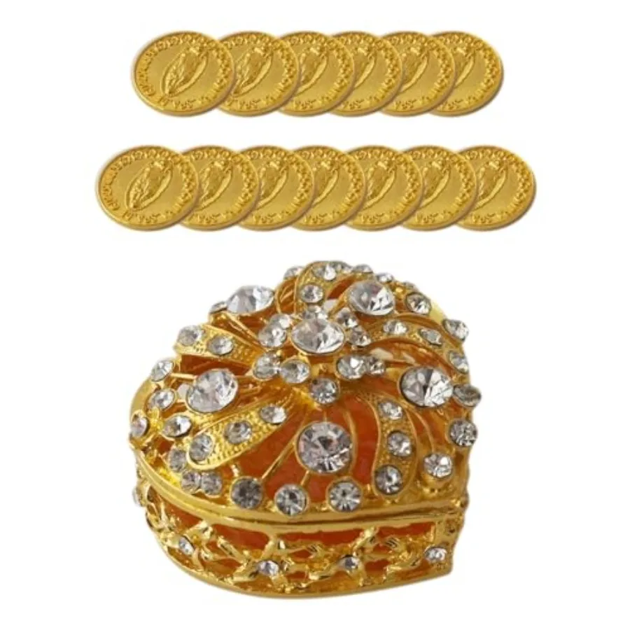 Wedding Arras Coins Set, Heart Shape Rhinestone Box, Catholic Wedding Tradition, Decorative Arras para Boda, Accessories for Ce
Wedding Arras Coins Set, Heart Shape Rhinestone Box, Catholic Wedding Tradition, Decorative Arras para Boda, Accessories for Ce