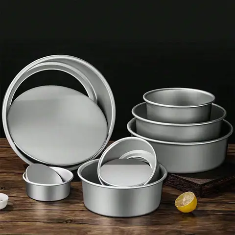 Aluminum Cake Pan 2/4/5/6/7/8Inch Round Non-Stick Cake Mold Anodised Aluminum with Removable Base for Birthday Wedding Party