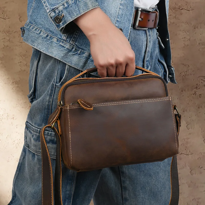 Handmade Genuine Top Layer Cowhide Leather Men's Backpack Casual Crossbody Bag Mailman Bag Vintage Style Hard Zipper Cl...
Handmade Genuine Top Layer Cowhide Leather Men's Backpack Casual Crossbody Bag Mailman Bag Vintage Style Hard Zipper Cl...