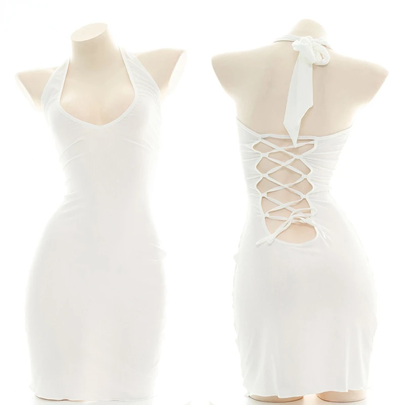 Role Play Office Lady Teacher White Halter Tight Dress Uniform Costume Women Sexy Back Cross Lace Pajamas Lingerie Cosplay
Role Play Office Lady Teacher White Halter Tight Dress Uniform Costume Women Sexy Back Cross Lace Pajamas Lingerie Cosplay