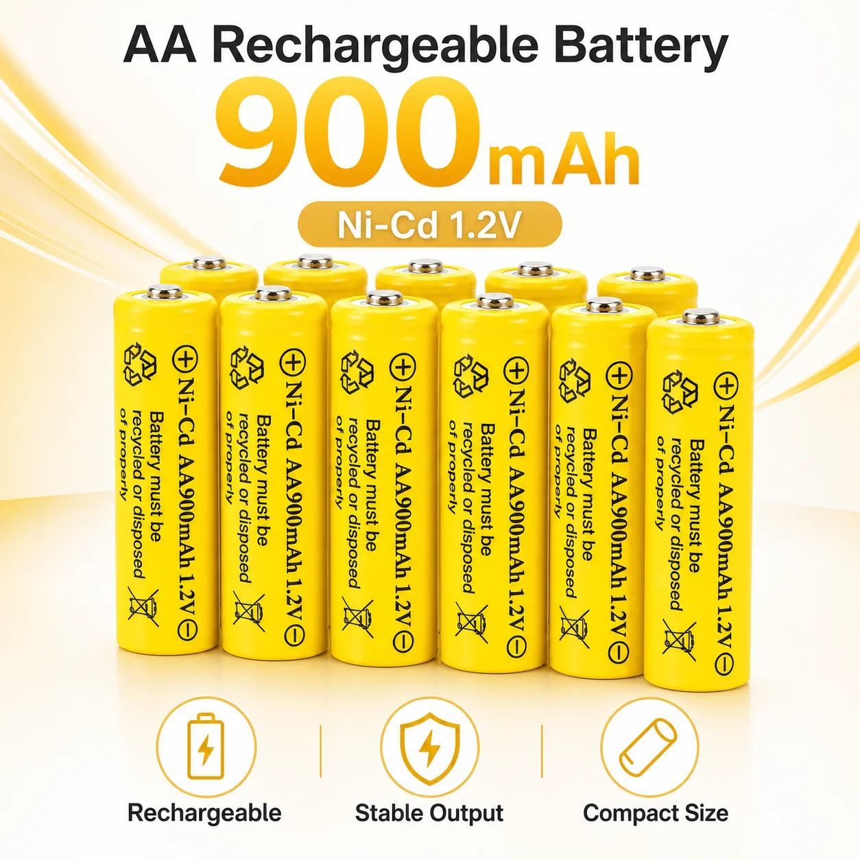 AA Size 1.2V 900mAh Nickel Cadmium Battery Replacement For Outdoor Garden Solar Lamp
AA Size 1.2V 900mAh Nickel Cadmium Battery Replacement For Outdoor Garden Solar Lamp