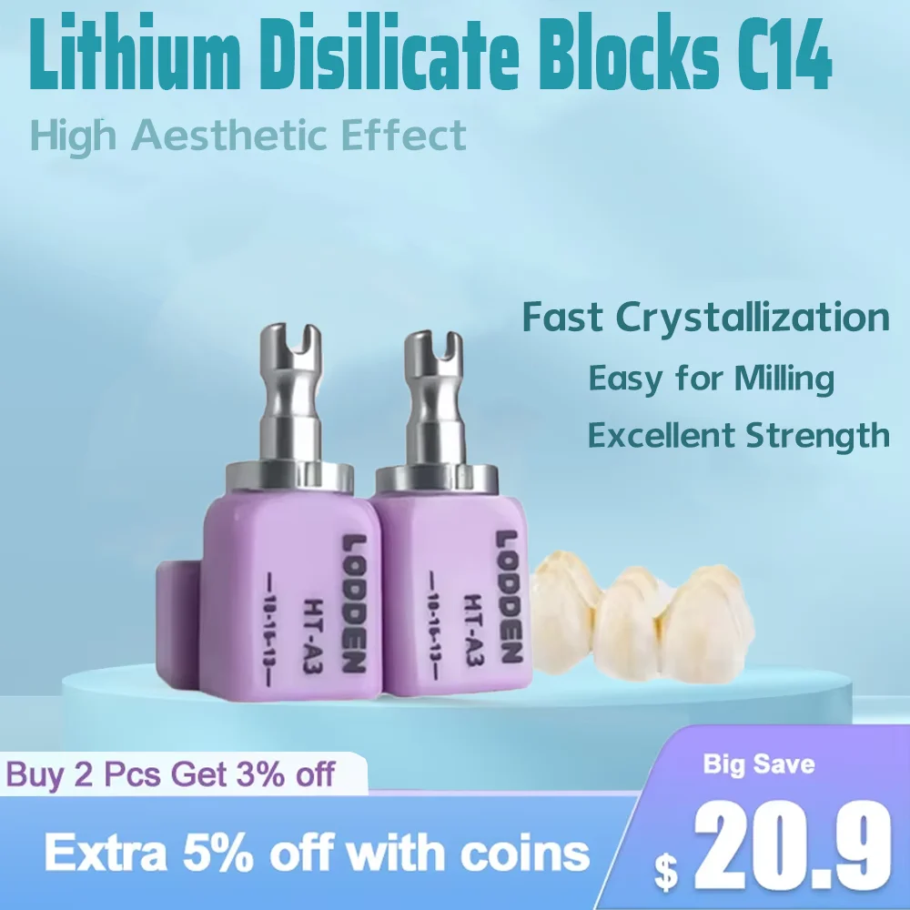 5PCS/Box Lithium Disilicate Glass-Ceramic Blocks In Dental lab CAD CAM Blocks HT/LT for Sirona Cerec Restoration Aesthetics
5PCS/Box Lithium Disilicate Glass-Ceramic Blocks In Dental lab CAD CAM Blocks HT/LT for Sirona Cerec Restoration Aesthetics