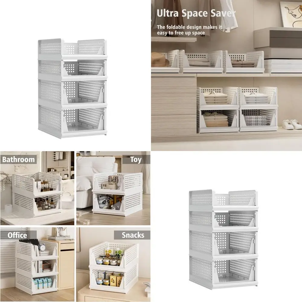 Складные пластиковые корзины для хранения для шкафа, гостиной, ванной комнаты и кухни - 2 большие и 2 маленькие
Складные пластиковые корзины для хранения для шкафа, гостиной, ванной комнаты и кухни - 2 большие и 2 маленькие