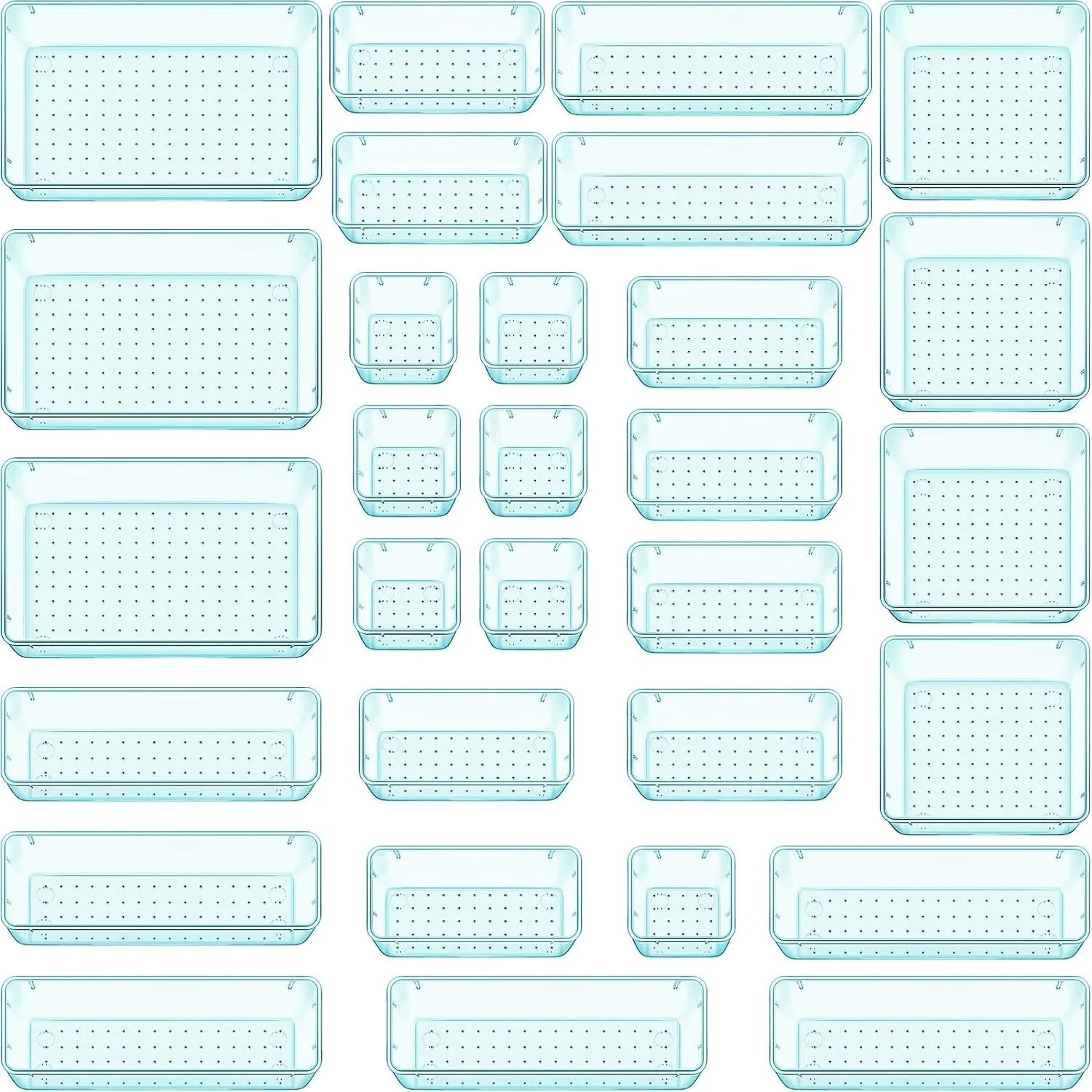 WOWBOX 30 PCS Plastic Drawer Organizer Set, 5 Sizes Desk Drawer Divider Organizers and Storage Bins for Makeup, Jewelry
WOWBOX 30 PCS Plastic Drawer Organizer Set, 5 Sizes Desk Drawer Divider Organizers and Storage Bins for Makeup, Jewelry