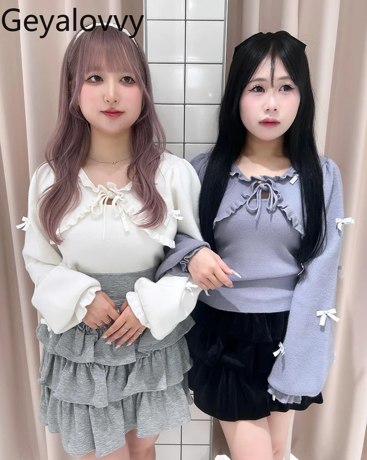 Japanese Style Sweet Fungus Edge Chest Strap Short Bow Cardigan + Knitted Sling Vest Fashion Casual Women's Pull Over Sweater
Japanese Style Sweet Fungus Edge Chest Strap Short Bow Cardigan + Knitted Sling Vest Fashion Casual Women's Pull Over Sweater