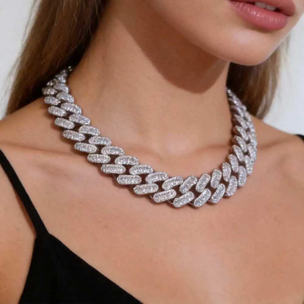 ESKEEM Hip Hop Iced Out Diamond Cuban Chain 5A Cz Baguette 12/15mm Width Cuban Link Necklace Bracelet Men Women Party Gift
ESKEEM Hip Hop Iced Out Diamond Cuban Chain 5A Cz Baguette 12/15mm Width Cuban Link Necklace Bracelet Men Women Party Gift