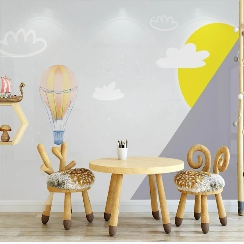 Modern Cartoon Wallpaper Wall Murals Custom Starry Mountains Clouds Hot Air Balloon Geometric Designs for Kids' Rooms Decor
Modern Cartoon Wallpaper Wall Murals Custom Starry Mountains Clouds Hot Air Balloon Geometric Designs for Kids' Rooms Decor