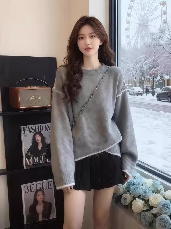 Loose Oversized Grey Hoodie Women's Spring Large Size Fat MM Asymmetric Knitted Top Korean Style Commute Fashion
Loose Oversized Grey Hoodie Women's Spring Large Size Fat MM Asymmetric Knitted Top Korean Style Commute Fashion