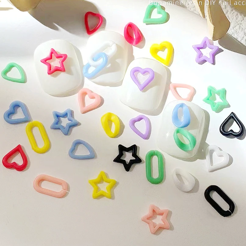 50PCS 3D Acrylic Nail Art Charms Chain link heart stars frame supplies parts for nails decoration accessories manicure material 
50PCS 3D Acrylic Nail Art Charms Chain link heart stars frame supplies parts for nails decoration accessories manicure material