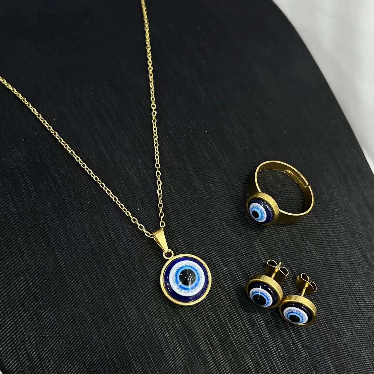 Blue Eye Pendant Devil's Eye Hot S Cross-Border Nelace Earring Ring Set Faionable Jewelry Combo Paaged in a Box
Blue Eye Pendant Devil's Eye Hot S Cross-Border Nelace Earring Ring Set Faionable Jewelry Combo Paaged in a Box