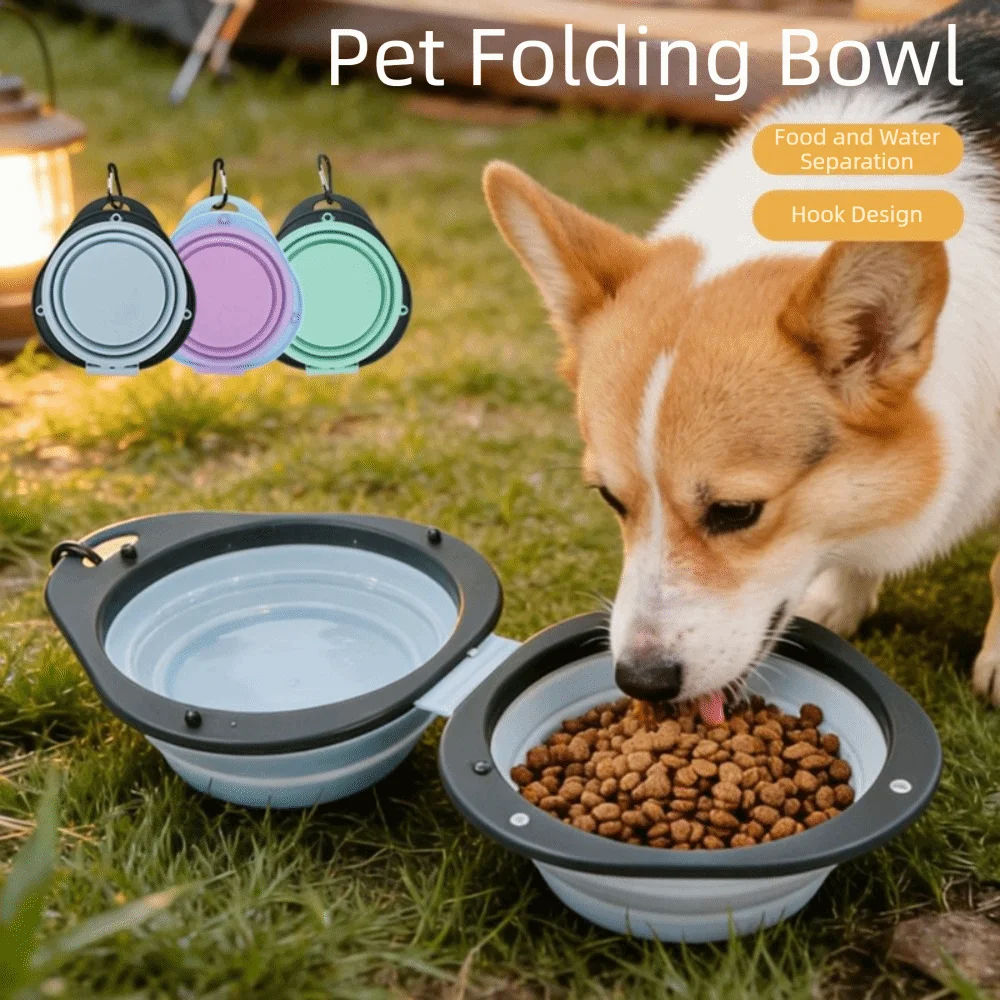 Portable Pet Folding Bowl Food Grade Multipurpose Pet Food Water Feeding Tray with Carabiner Double Bowl Puppy Food Container
Portable Pet Folding Bowl Food Grade Multipurpose Pet Food Water Feeding Tray with Carabiner Double Bowl Puppy Food Container