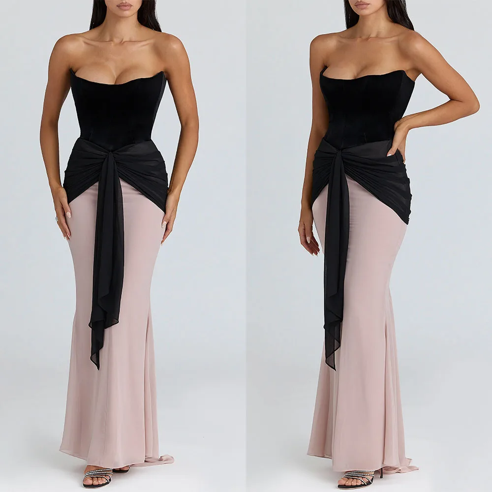Customized Strapless Color Contrast Ankle Length Sleeveless Vestidos De Mujer Elegantes Para Fiesta Boda فساتين حفلات التخرج
Customized Strapless Color Contrast Ankle Length Sleeveless Vestidos De Mujer Elegantes Para Fiesta Boda فساتين حفلات التخرج