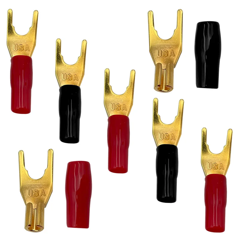 8Pcs Y Shape Audio Speaker Fork Solderless Plug Banana Plug Power Terminal U Shape Gold Plated Banana Connector
8Pcs Y Shape Audio Speaker Fork Solderless Plug Banana Plug Power Terminal U Shape Gold Plated Banana Connector