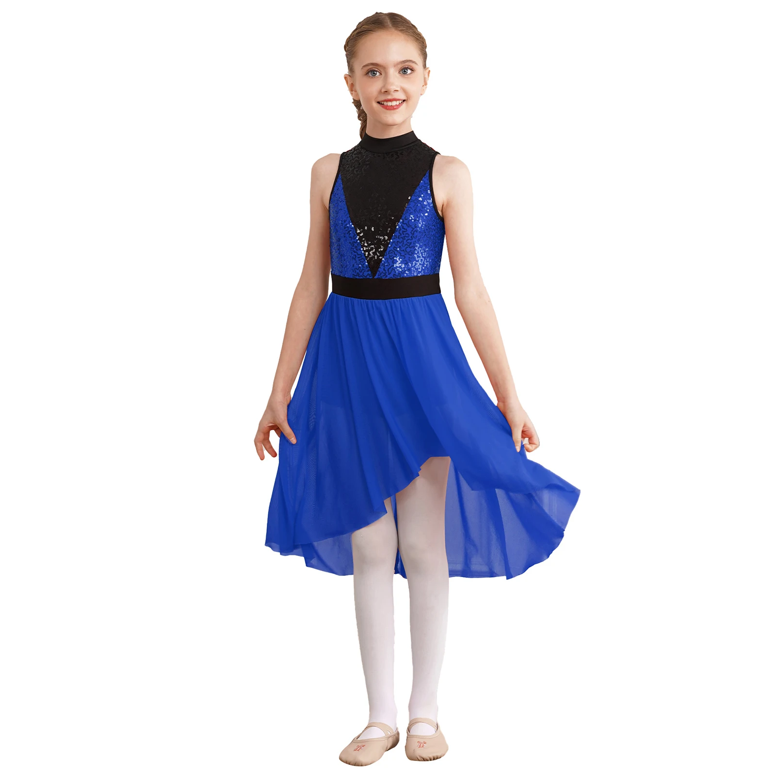 Girls Sleeveless Shiny Diamond Ballet Latin Salsa Lyrical Dance Dress Kids Sequin High-Low Sheer Mesh Modern Contemporary Dress
Girls Sleeveless Shiny Diamond Ballet Latin Salsa Lyrical Dance Dress Kids Sequin High-Low Sheer Mesh Modern Contemporary Dress