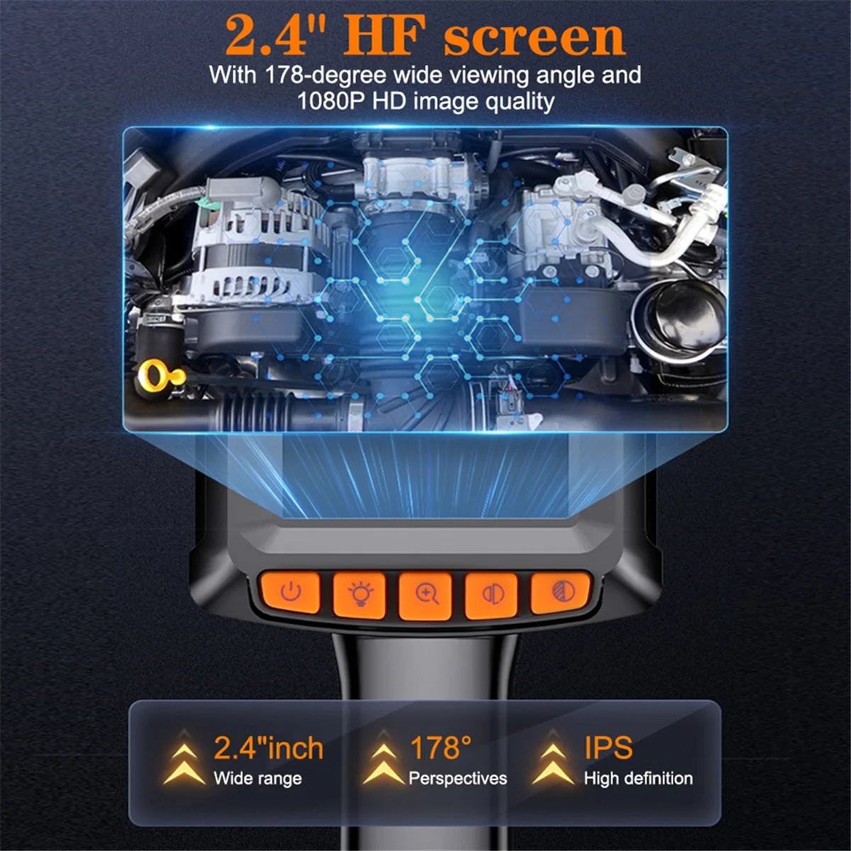 TEH-eHandheld Industrial Endoscope Camera IP67 Waterproof HD1080P 2.4 Inch IPS Screen for Car Pipe Sewer
TEH-eHandheld Industrial Endoscope Camera IP67 Waterproof HD1080P 2.4 Inch IPS Screen for Car Pipe Sewer