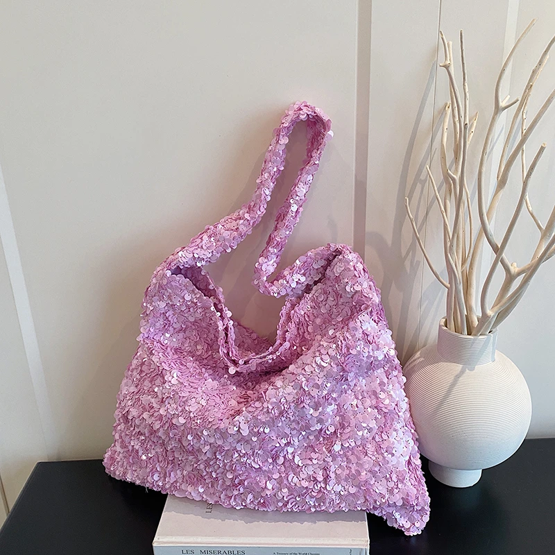 Sparkly Sequin Tote Bag Large Capacity Soft Hobo Shoulder Bag Shiny Glitter Underarm Handbag Multi Color Casual Travel Purse
Sparkly Sequin Tote Bag Large Capacity Soft Hobo Shoulder Bag Shiny Glitter Underarm Handbag Multi Color Casual Travel Purse