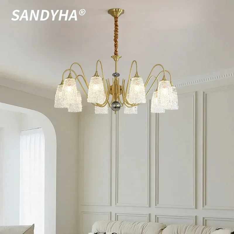 SANDYHA American Retro Chandelier Copper Glass Pendant Light LED Hanging Lamp For Bedroom Living Room Dining Table Home Decor
SANDYHA American Retro Chandelier Copper Glass Pendant Light LED Hanging Lamp For Bedroom Living Room Dining Table Home Decor