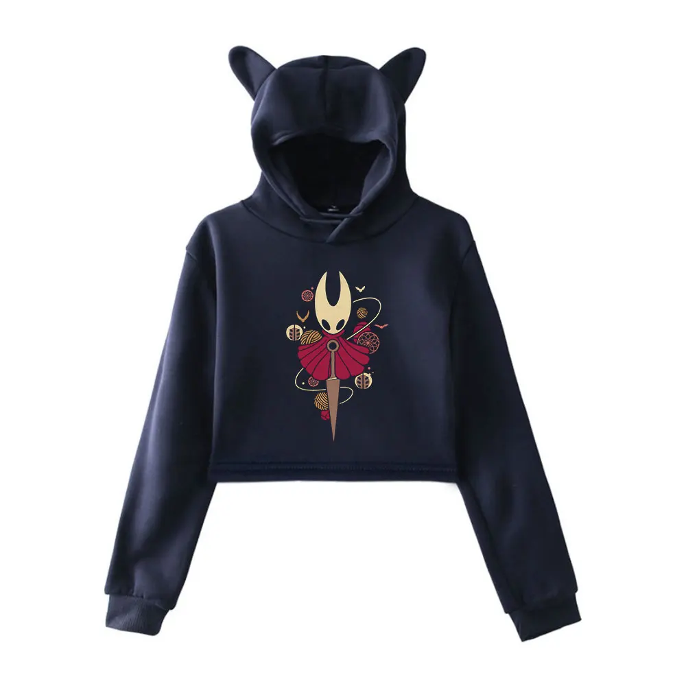 Hollow Knight Merch винтажная уличная одежда 90-х годов с логотипом, толстовки с капюшоном для девочек, укороченный модный спортивный пуловер с кошачьими ушками
Hollow Knight Merch винтажная уличная одежда 90-х годов с логотипом, толстовки с капюшоном для девочек, укороченный модный спортивный пуловер с кошачьими ушками