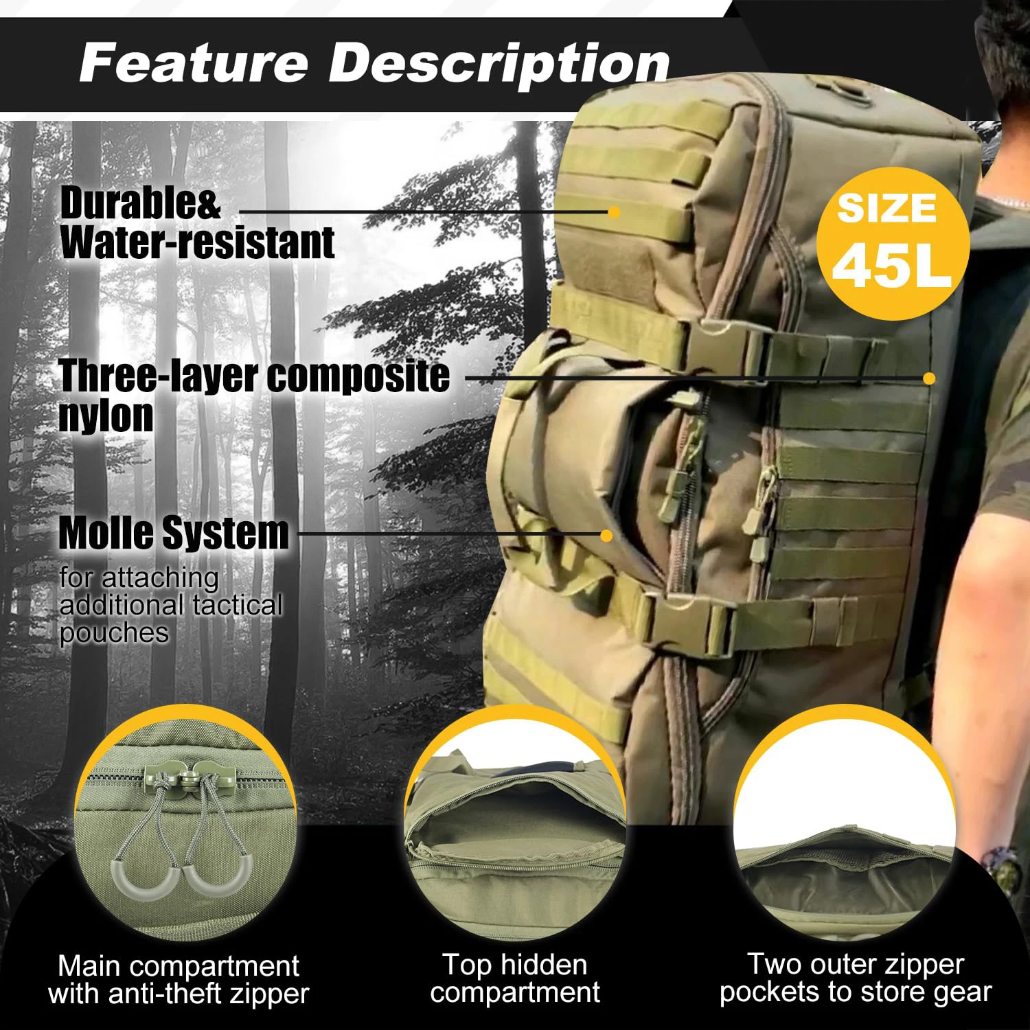 3 In 1 45L Tactical Backpack Travel Duffle Bag Waterproof & Tear Resistant Weekender Gym Bag Duffle Bags Backpack for Men Women
3 In 1 45L Tactical Backpack Travel Duffle Bag Waterproof & Tear Resistant Weekender Gym Bag Duffle Bags Backpack for Men Women