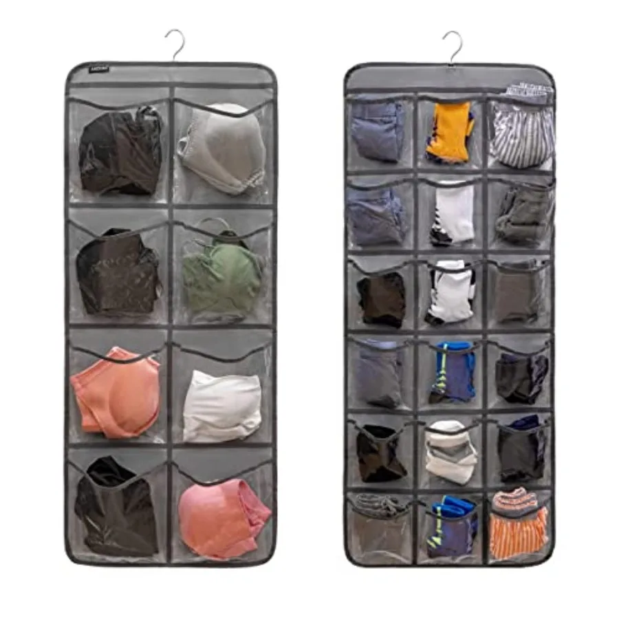 Dual-Sided Hanging Closet Organizer for Socks Underwear Bra Storage Organizer for Baby Clothes Toddler Shoes with 26 Pockets -C
Dual-Sided Hanging Closet Organizer for Socks Underwear Bra Storage Organizer for Baby Clothes Toddler Shoes with 26 Pockets -C