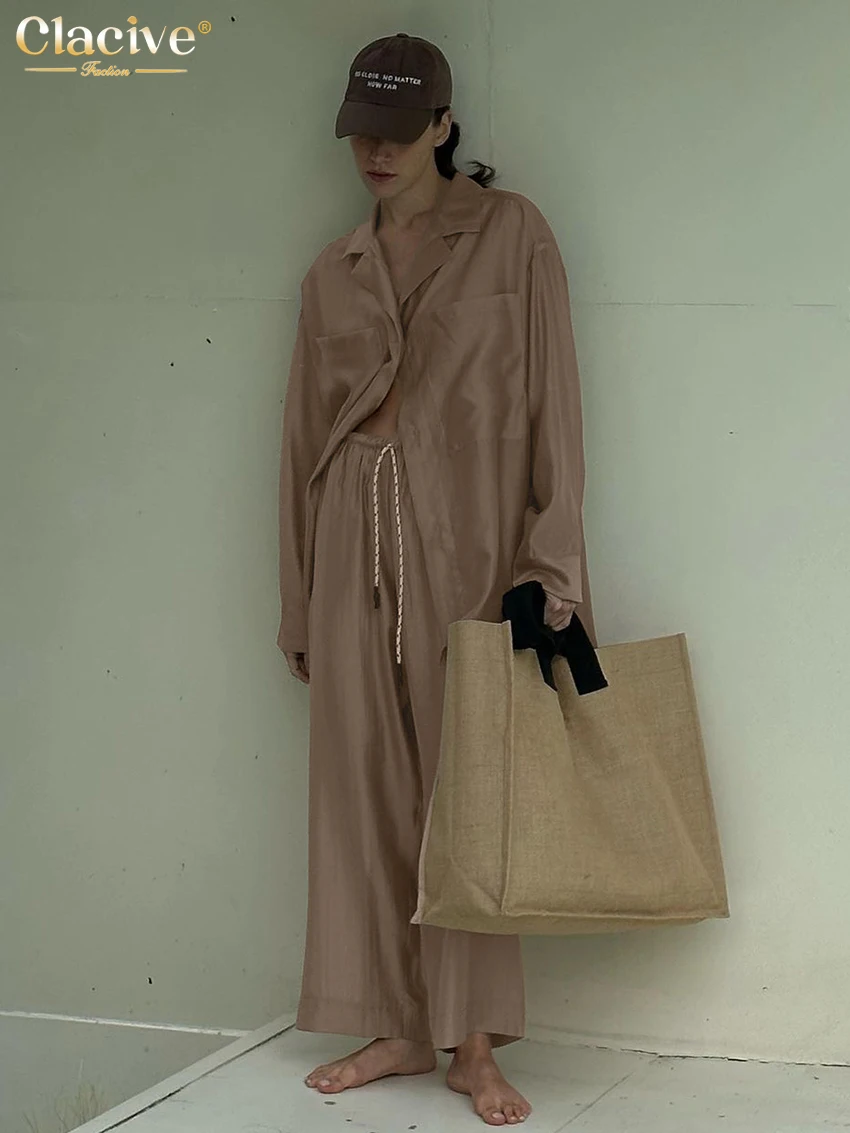 Clacive Fashion Loose Brown 2 Piece Sets Women Outfit 2024 Elegant Long Sleeve Shirt With High Waist Wide Pants Set Female
Clacive Fashion Loose Brown 2 Piece Sets Women Outfit 2024 Elegant Long Sleeve Shirt With High Waist Wide Pants Set Female