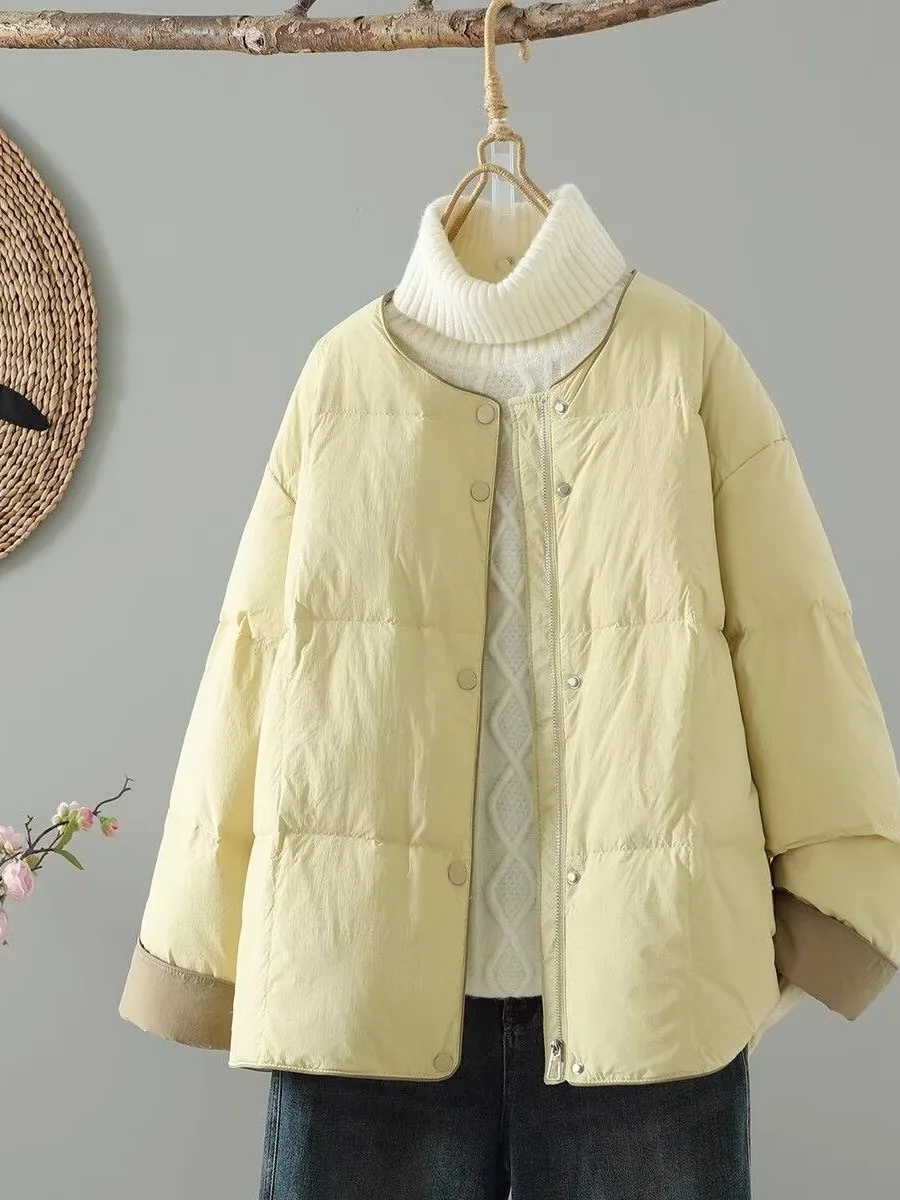 Korean Style Short Thickened round Neck down Cotton Jacket Women's Winter Warm Patchwork Small Size Cotton Coat Outerwear
Korean Style Short Thickened round Neck down Cotton Jacket Women's Winter Warm Patchwork Small Size Cotton Coat Outerwear