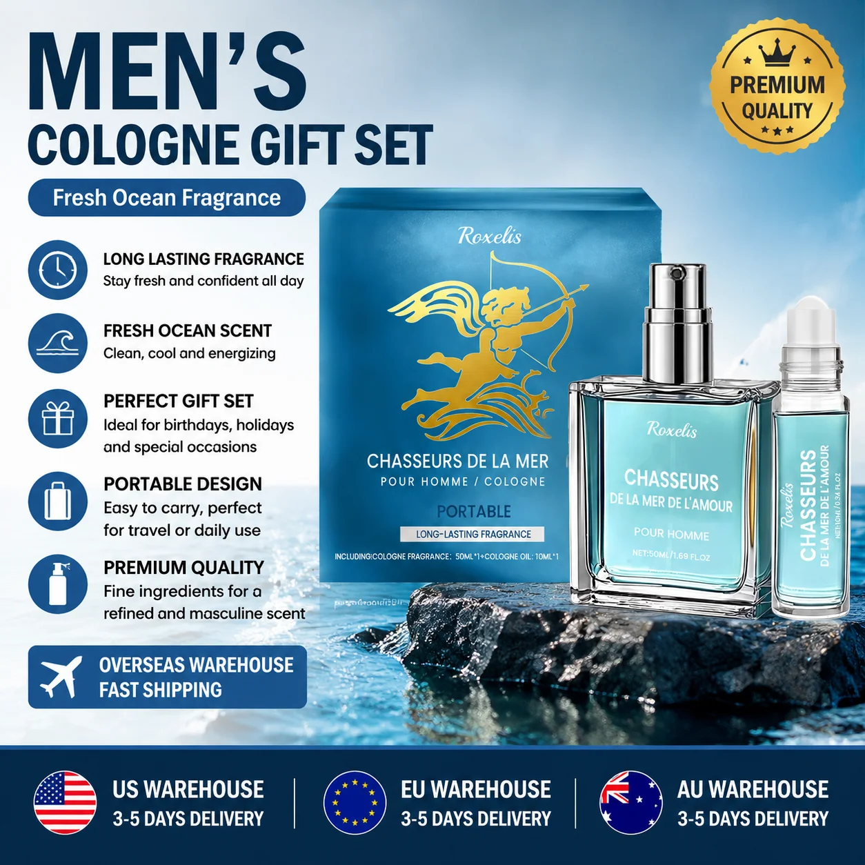 Men Eau De Parfum Set 50ml Long Lasting Fresh OceanFragrance Spray Travel Size Perfume Gift Box Overseas Warehouse Fast Shipping
Men Eau De Parfum Set 50ml Long Lasting Fresh OceanFragrance Spray Travel Size Perfume Gift Box Overseas Warehouse Fast Shipping