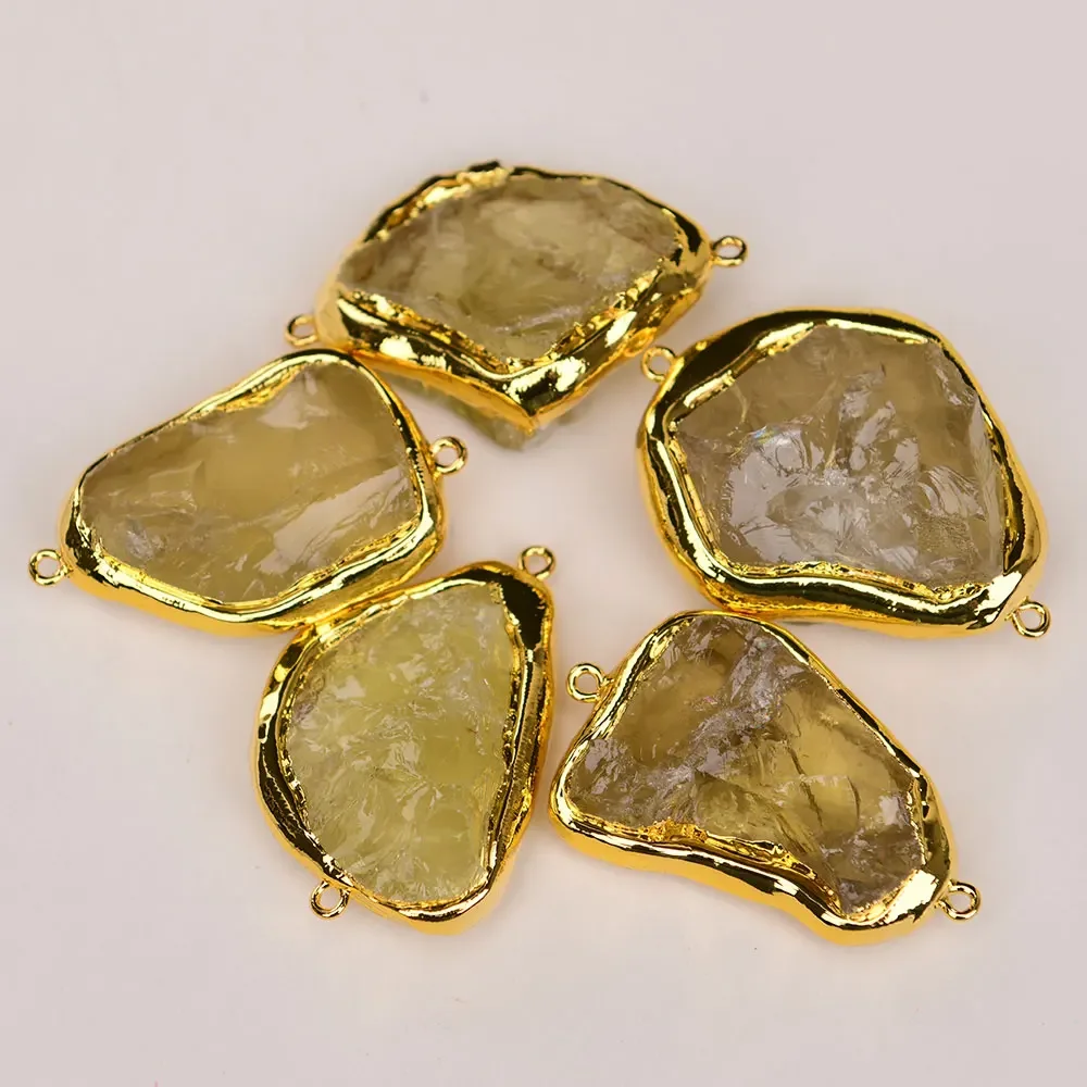 5 Pcs Natural Lemon Quartz Gold Plated Edge Nugget Rough Raw Freedom Beads Connector Real Stone Jewelry Making DIY
5 Pcs Natural Lemon Quartz Gold Plated Edge Nugget Rough Raw Freedom Beads Connector Real Stone Jewelry Making DIY
