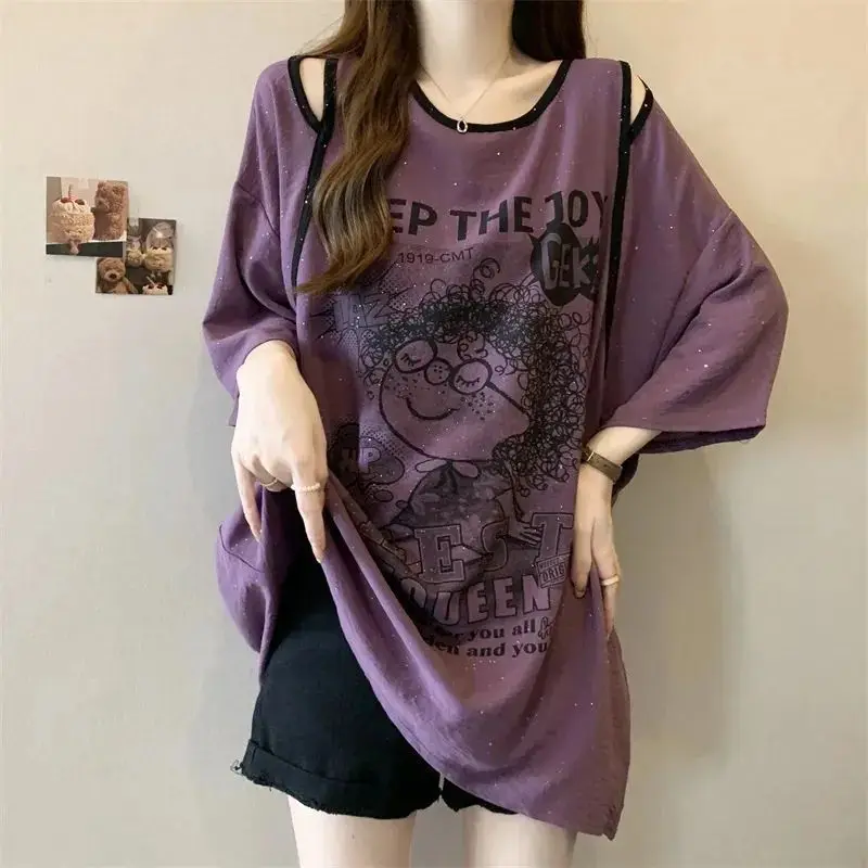 Summer Large-size Women's Clothing New Loose Casual Style Letter Printing Off-the-shoulder Medium and Long Short-sleeved T-shirt
Summer Large-size Women's Clothing New Loose Casual Style Letter Printing Off-the-shoulder Medium and Long Short-sleeved T-shirt