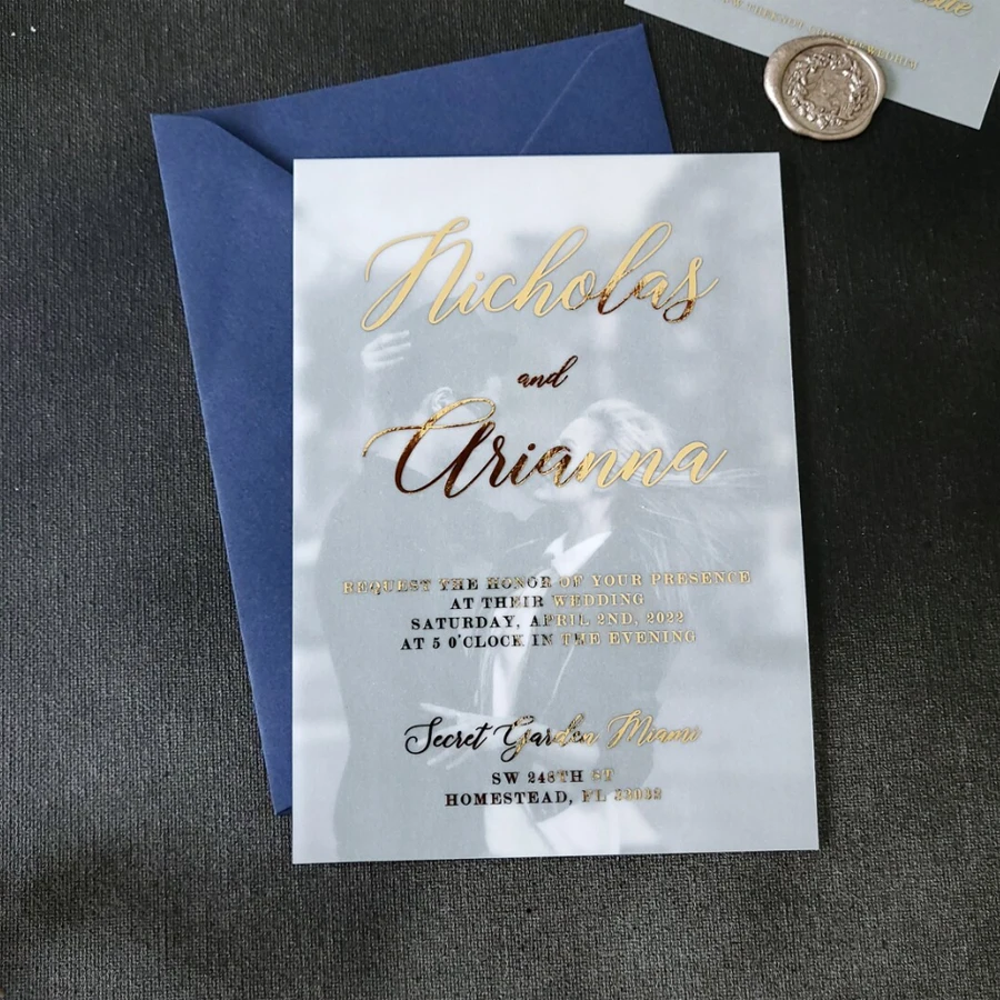 Vellum Transparent Wedding Invitation and Paper Wedding Invitations Set, Personalized Wedding Invitation ENVELOPE NOT INCLUDED
Vellum Transparent Wedding Invitation and Paper Wedding Invitations Set, Personalized Wedding Invitation ENVELOPE NOT INCLUDED