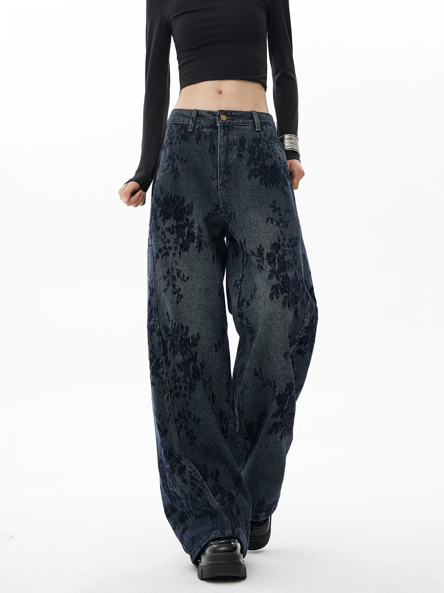 Женские зимние джинсы с высокой талией, утепленные, синие, винтажные, повседневные, широкие брюки с цветочной вышивкой
Женские зимние джинсы с высокой талией, утепленные, синие, винтажные, повседневные, широкие брюки с цветочной вышивкой