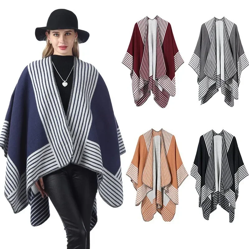 Striped Print Wool Shawl Cardigan Four Seasons Elegant Thin Sweaters Loose Fashion Cashmere Soft Wear Coat Female Jacket T194
Striped Print Wool Shawl Cardigan Four Seasons Elegant Thin Sweaters Loose Fashion Cashmere Soft Wear Coat Female Jacket T194