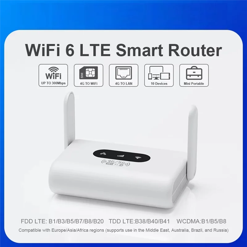 FEDI-Wifi6 Маршрутизатор 4G LTE Портативный 300 Мбит/с 4G Wi-Fi модем, совместимый с SIM-картами 5G без контактов, вилка стандарта США
FEDI-Wifi6 Маршрутизатор 4G LTE Портативный 300 Мбит/с 4G Wi-Fi модем, совместимый с SIM-картами 5G без контактов, вилка стандарта США