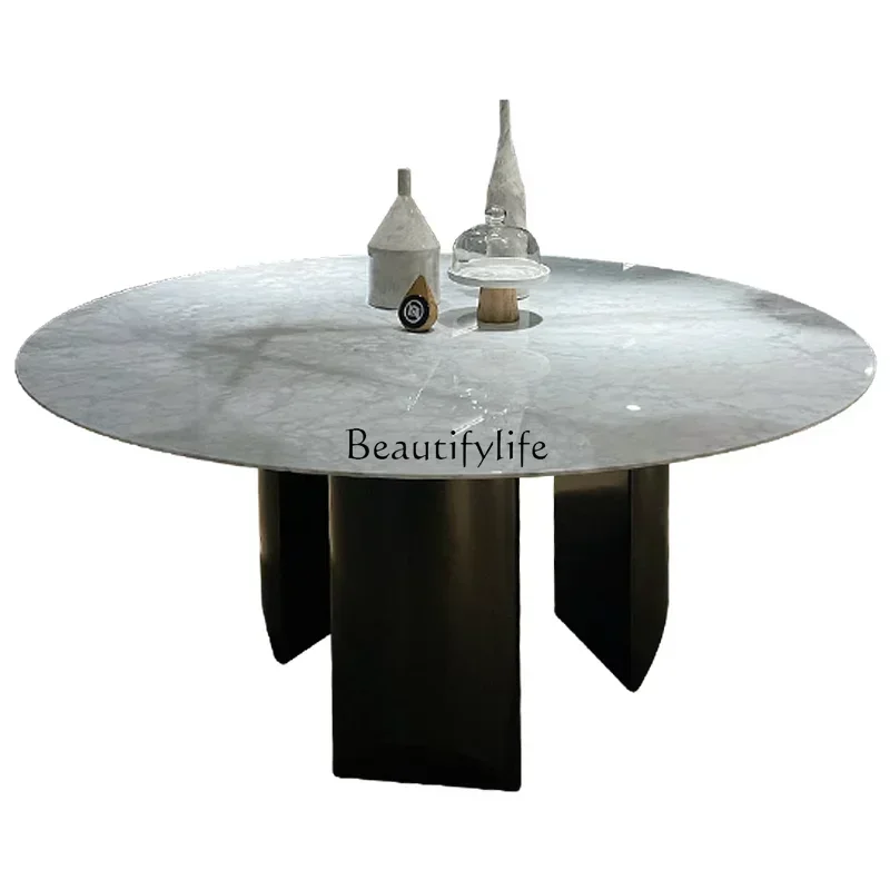 New style Natural marble fine white dining table Italian light luxury high sense with turntable round dining table ss 7304
New style Natural marble fine white dining table Italian light luxury high sense with turntable round dining table ss 7304