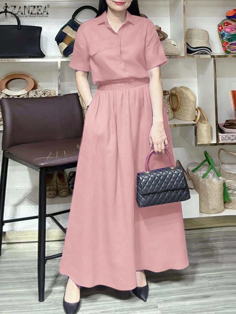 Women Solid Work Matching Sets ZANZEA Summer Dress Sets Fashion 2PCS Holiday Outfits Elegant Short Sleeve Shirt Maxi Skirt Suit
Women Solid Work Matching Sets ZANZEA Summer Dress Sets Fashion 2PCS Holiday Outfits Elegant Short Sleeve Shirt Maxi Skirt Suit