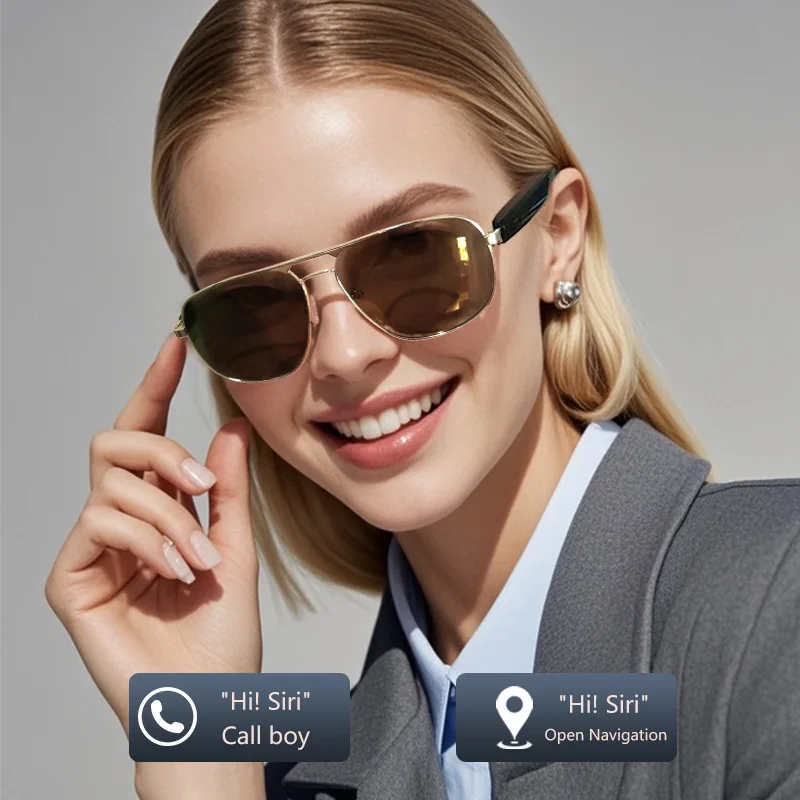 AI intelligent Bluetooth wireless audio glasses GS02 remote control camera magnetic charging sunglasses music call
AI intelligent Bluetooth wireless audio glasses GS02 remote control camera magnetic charging sunglasses music call