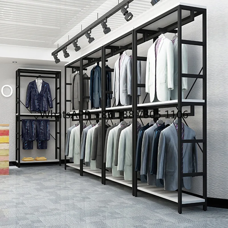 Clothing store display rack combination double-layer clothes display simple household bedroom wrought iron coat rack
Clothing store display rack combination double-layer clothes display simple household bedroom wrought iron coat rack