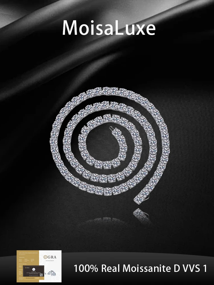 MoisaLuxe Official Store GRA Moissanite Plata Sterling 925 Silver Jewelry Gift Men's and Women's Tennis Chain Fashion Necklace
MoisaLuxe Official Store GRA Moissanite Plata Sterling 925 Silver Jewelry Gift Men's and Women's Tennis Chain Fashion Necklace