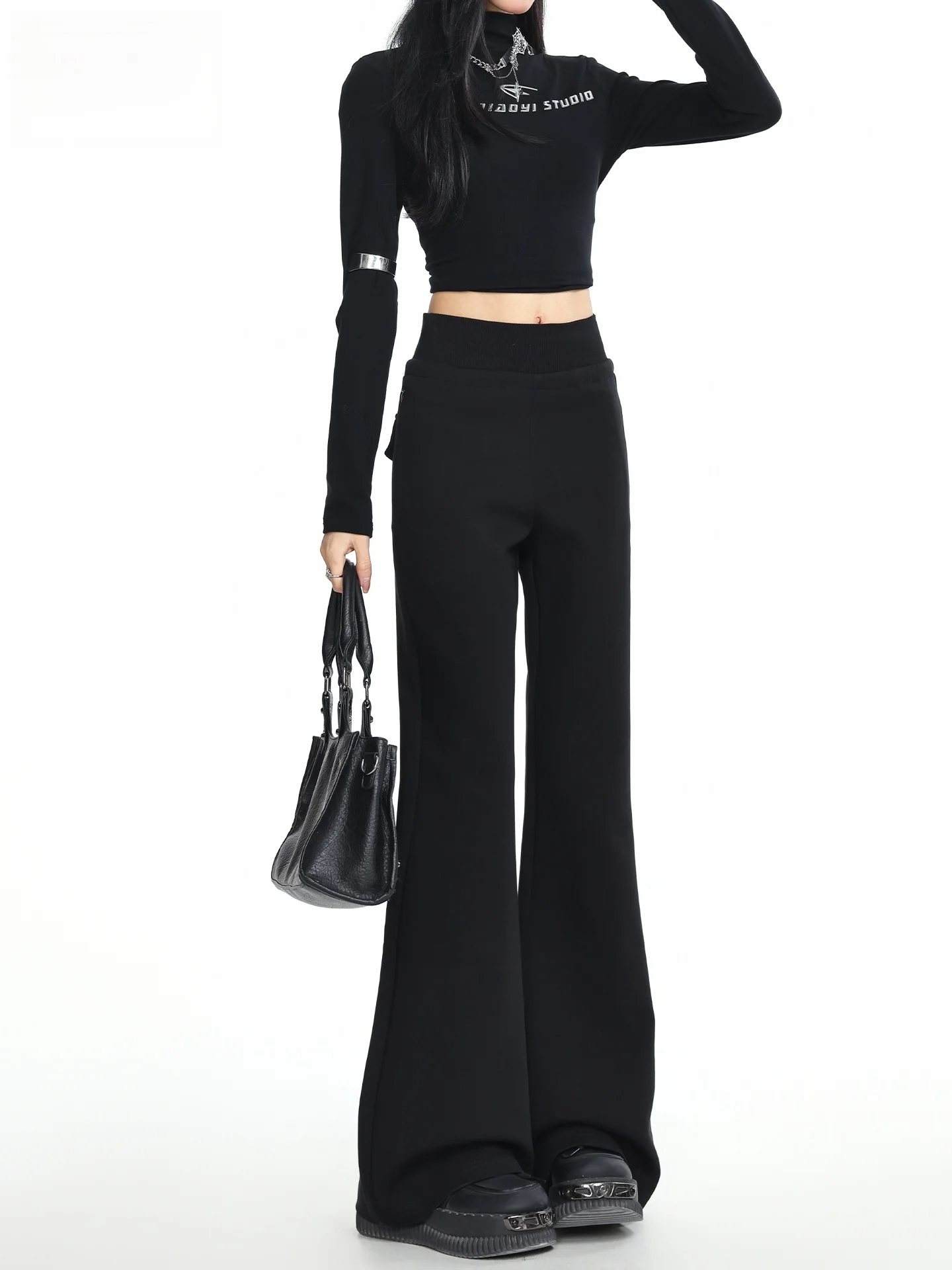 Black American Retro High Waist Bell Bottom Pants Women's Winter Fleece Slimming Elastic Casual Trousers Straight Leg Jeans
Black American Retro High Waist Bell Bottom Pants Women's Winter Fleece Slimming Elastic Casual Trousers Straight Leg Jeans