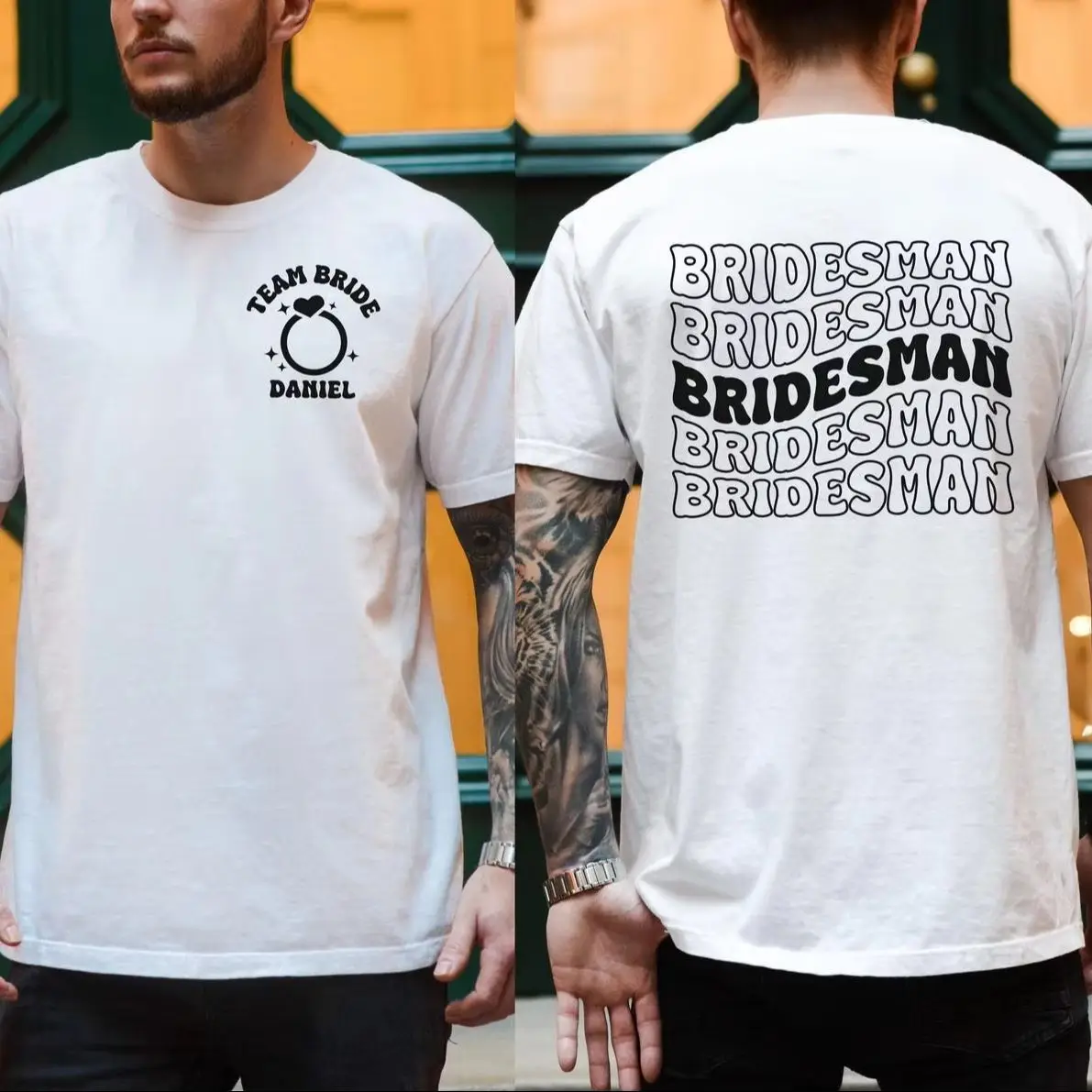 Men's Custom Bridesman Shirt Team Bride Short Sleeve Loose Shirt Bridal Party T-shirt Bridesman Proposal Gift Wedding Shirts
Men's Custom Bridesman Shirt Team Bride Short Sleeve Loose Shirt Bridal Party T-shirt Bridesman Proposal Gift Wedding Shirts