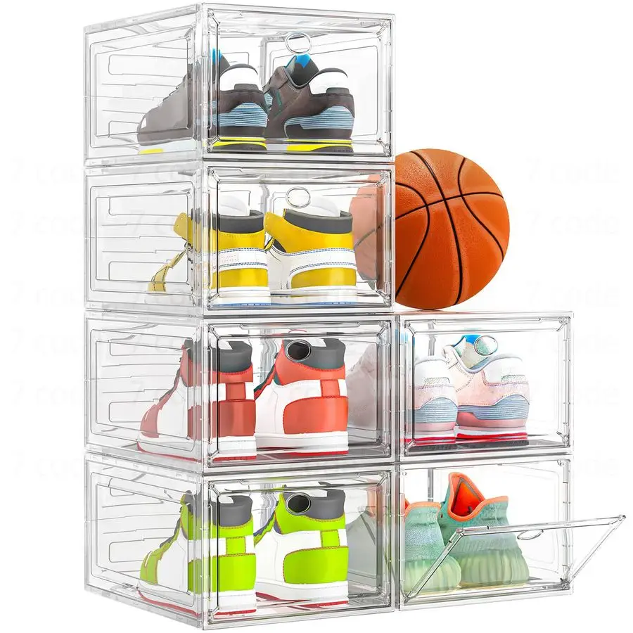 Clear Shoe Storage Organizer with Magnetic Door, Sturdy Stackable Shoe Boxes for Closet, Collapsible SpaceSaving Shoe Rack for S
Clear Shoe Storage Organizer with Magnetic Door, Sturdy Stackable Shoe Boxes for Closet, Collapsible SpaceSaving Shoe Rack for S