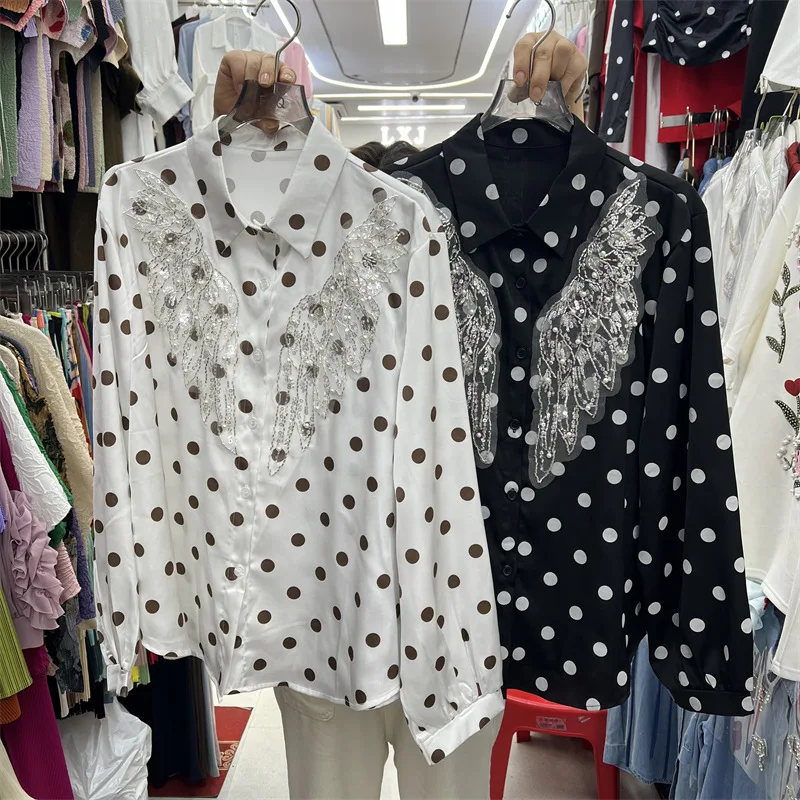 SuperAen European and American Beaded Polka Dot Lace Shirts for Women Spring and Autumn New Design Fashion Long-sleeved Tops
SuperAen European and American Beaded Polka Dot Lace Shirts for Women Spring and Autumn New Design Fashion Long-sleeved Tops