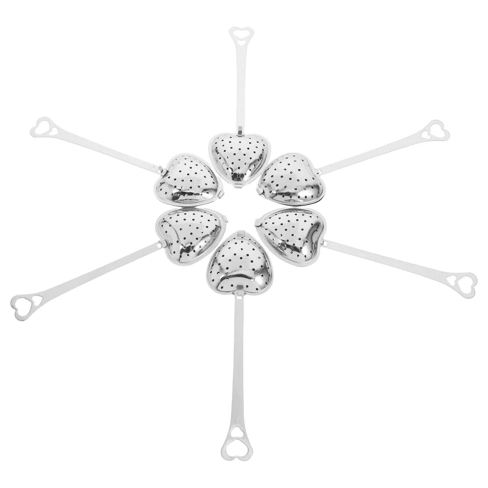6Pcs Stainless Steel Heart Shaped Tea Infusers with Handle for Loose Leaf Fine Mesh Strainer Filter Brewer Cooking Accessory
6Pcs Stainless Steel Heart Shaped Tea Infusers with Handle for Loose Leaf Fine Mesh Strainer Filter Brewer Cooking Accessory