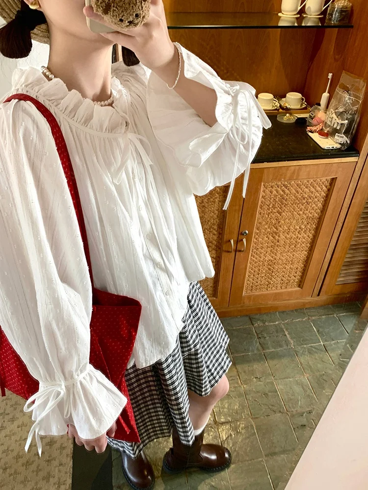 Fufufun Original Design Oxygen Girl Spring Floral Embroidery Ruffle Collar irt Tie Long Sve Cotton Breathable Women's Top
Fufufun Original Design Oxygen Girl Spring Floral Embroidery Ruffle Collar irt Tie Long Sve Cotton Breathable Women's Top