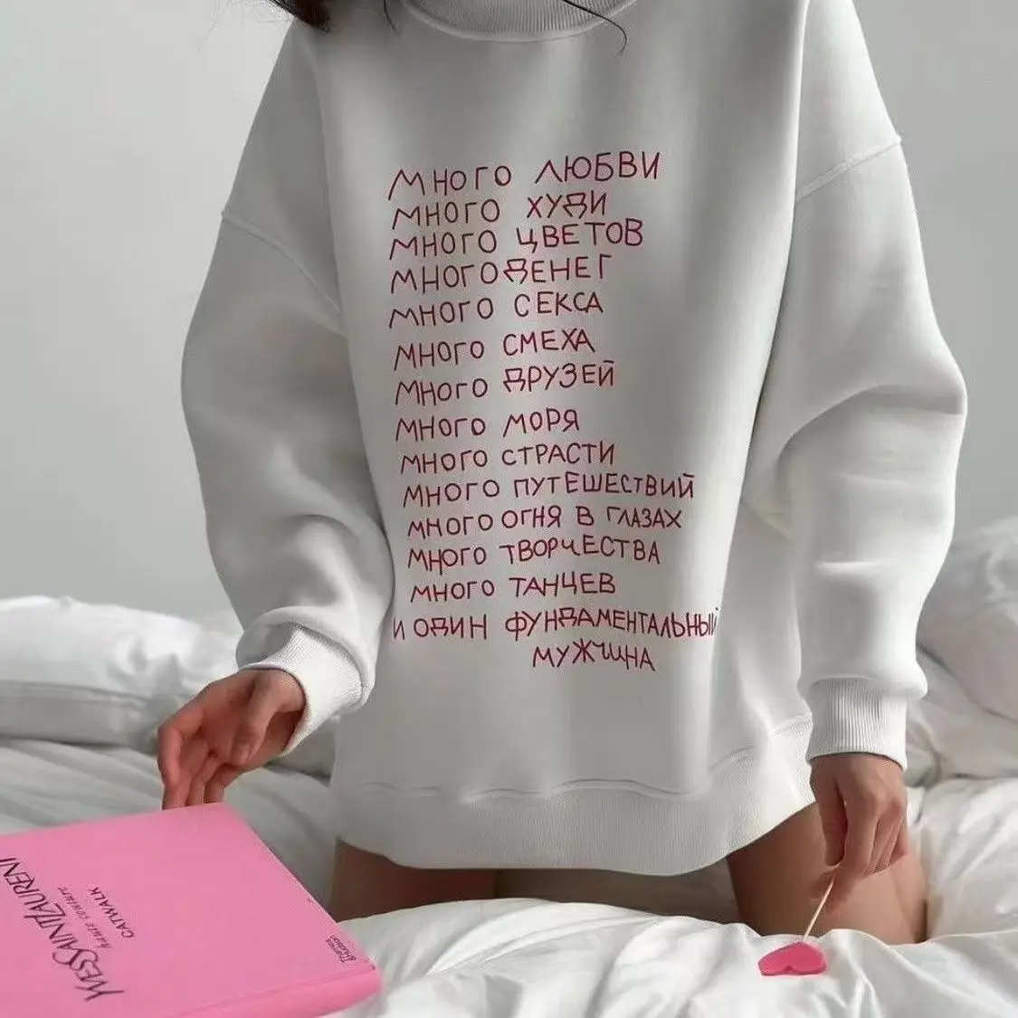 Russian Style Simple Superior Sense Letter Printing O Neck Sweatshirt Women White Thin Autumn 2025 Hoodies Women Loose Fashion
Russian Style Simple Superior Sense Letter Printing O Neck Sweatshirt Women White Thin Autumn 2025 Hoodies Women Loose Fashion