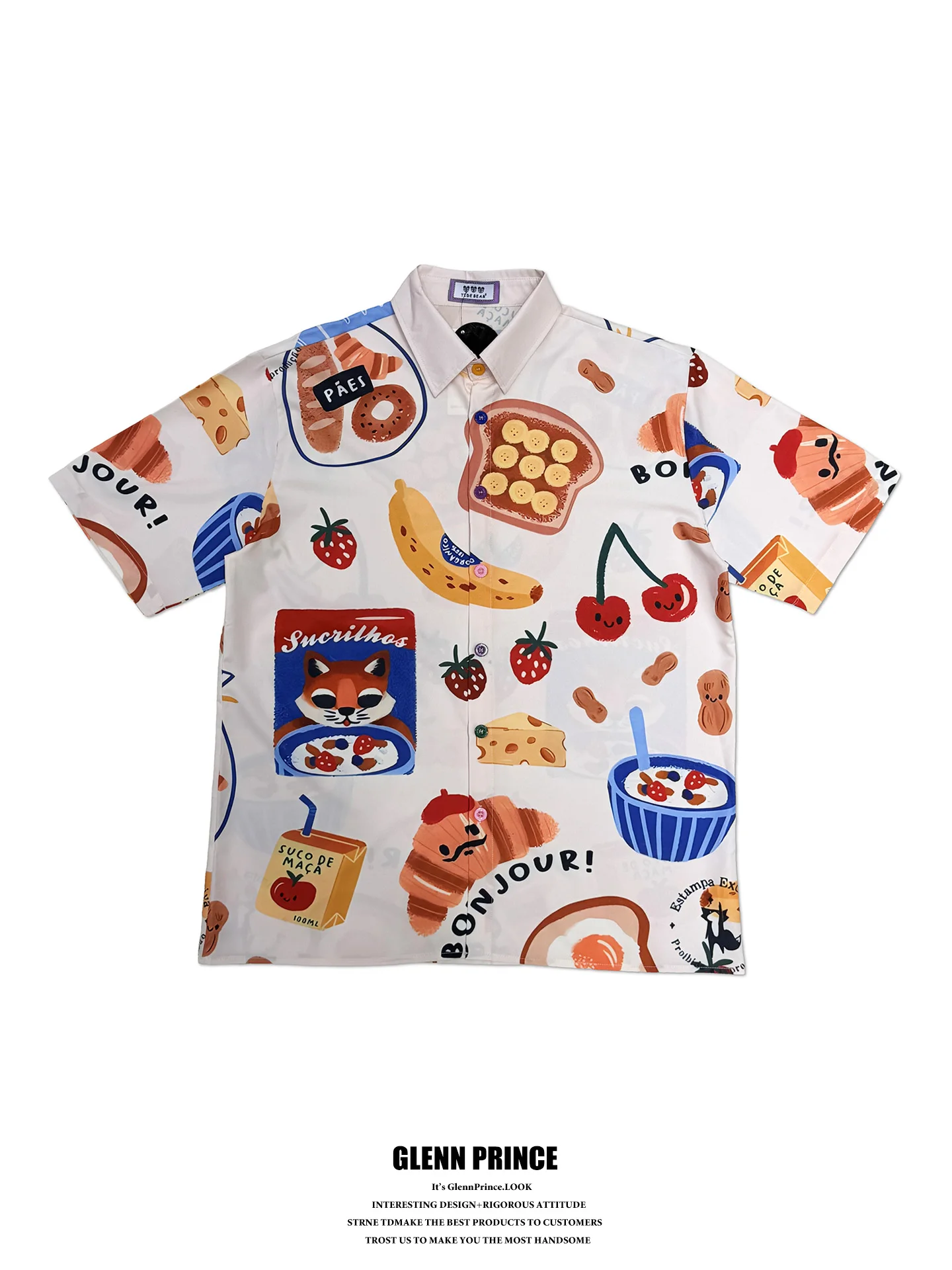 GPstudio American Street Fun Food Print Short Sleeve Casual Shirt Men Summer Loose Couple Floral Shirt Youth Popular Polyester
GPstudio American Street Fun Food Print Short Sleeve Casual Shirt Men Summer Loose Couple Floral Shirt Youth Popular Polyester