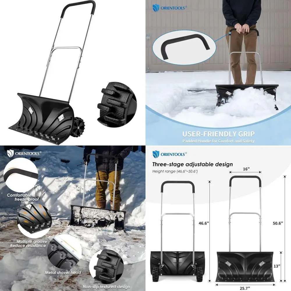 Heavy-Duty Wheeled Snow Shovel, 6 Tires & 26 Blade for Driveway and Sidewalk Clearing
Heavy-Duty Wheeled Snow Shovel, 6 Tires & 26 Blade for Driveway and Sidewalk Clearing