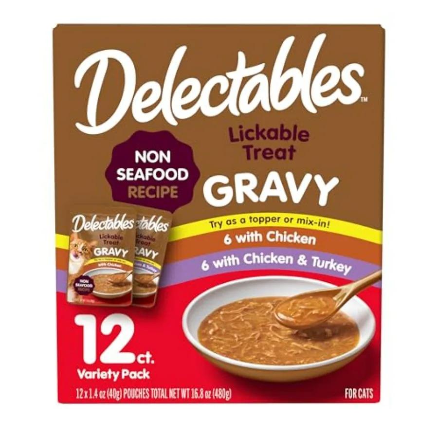 Lickable Treat Gravy Wet Cat Treat Pack, Food Topper, Hydrating, Grain-Free, No Fillers, By-Products, Added Preservatives, Pouc
Lickable Treat Gravy Wet Cat Treat Pack, Food Topper, Hydrating, Grain-Free, No Fillers, By-Products, Added Preservatives, Pouc